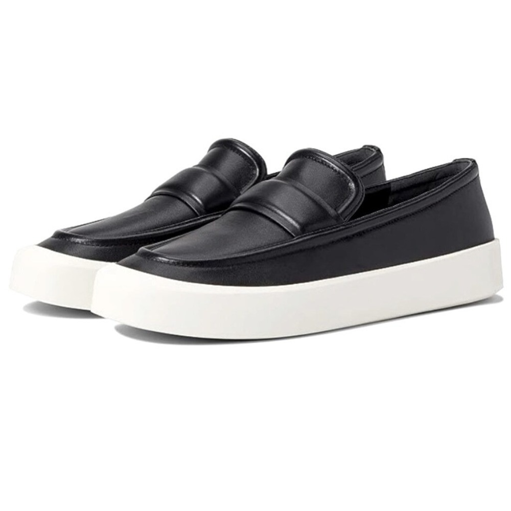 Vince‎ Black Leather Platform Loafers Slip On Sneakers NEW MSRP $230